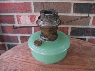 Vintage Aladdin Lamp Co.  Jadeite Green Glass Oil Lamp Model B Burner