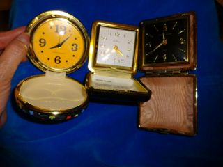 Vintage Wind Up Travel Alarm Clocks Seth Thomas/ Phinney Walker/ Westclox