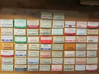 58,  Old Pharmacy - Apothecary - Medicine Bottle Labels=vintage Ephemera=diff