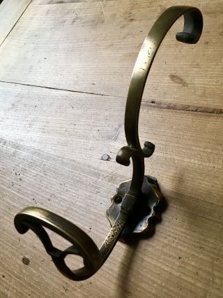 Antique Coat Hook Brass Early French Vintage Old Reclaimed