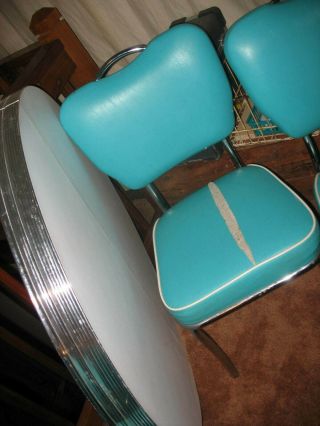 Vintage 1950 Retro Formica Dinette Kitchen Table & 4 Chairs Set 2