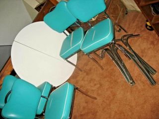 Vintage 1950 Retro Formica Dinette Kitchen Table & 4 Chairs Set 3