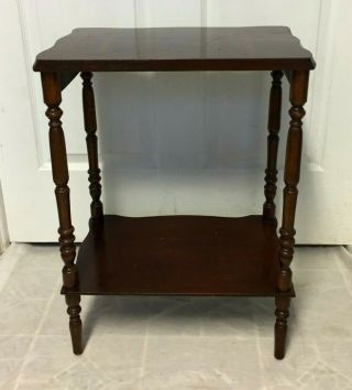 Antique Vintage Carved Mahogany Wood 2 Tier End / Side Table,  Stand -