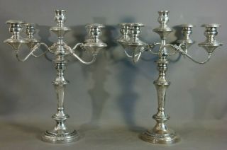 Lg Antique English Silver Plate Georgian Candelabra Old Dining Table Candlestick