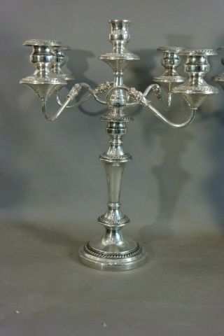 LG Antique ENGLISH SILVER Plate GEORGIAN CANDELABRA Old DINING TABLE CANDLESTICK 2