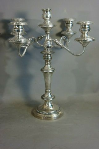 LG Antique ENGLISH SILVER Plate GEORGIAN CANDELABRA Old DINING TABLE CANDLESTICK 3