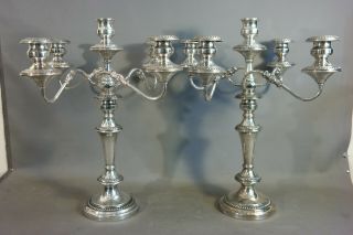 LG Antique ENGLISH SILVER Plate GEORGIAN CANDELABRA Old DINING TABLE CANDLESTICK 6