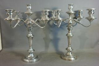 LG Antique ENGLISH SILVER Plate GEORGIAN CANDELABRA Old DINING TABLE CANDLESTICK 7