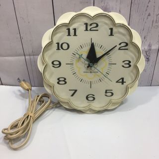 Vtg Ge General Electric Kitchen Daisy Flower Wall Clock 60’s Yellow