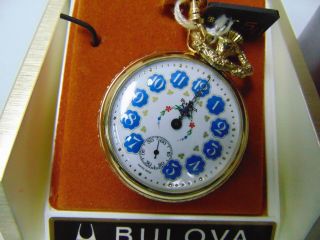 RARE NOS 1976 BULOVA 12289 17 JEWEL SWISS POCKET WATCH Box & Tags 4