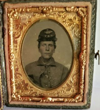 Two Cased Tin Types Of 13th Hampshire Infantrymen