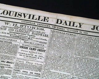 Rare Pro Confederate Louisville Ky Kentucky 1861 Civil War In 1st Year Newspaper