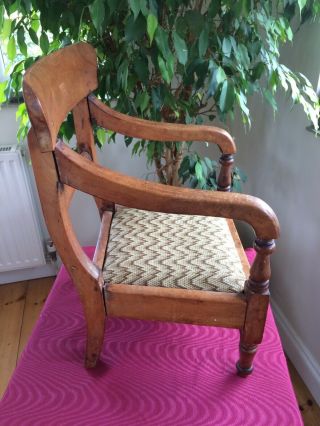 Antique Early 19th Century Child ' s Doll ' s Cherry Wood Chair 4