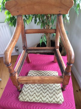 Antique Early 19th Century Child ' s Doll ' s Cherry Wood Chair 5