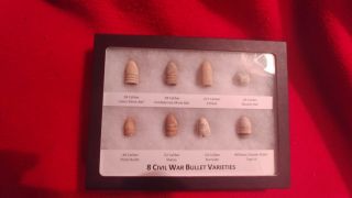 8 Civil War And Union Confederate Bullet Varieties (burnside,  Sharps,  Enfield,  E