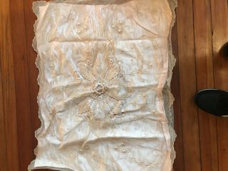 Pristine Antique Fine French Lace And Pillow Cover