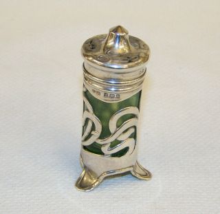 B1906 Antique Arts & Crafts Art Nouveau Jugendstil Silver Pepper Shaker Pot L&s.