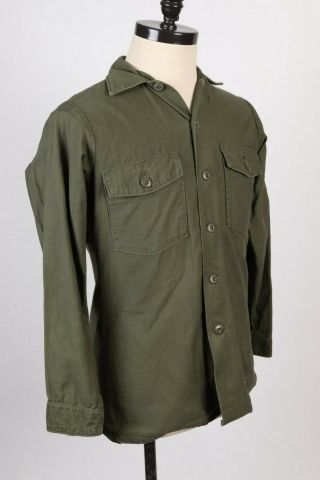 Vintage 70s Cotton Sateen Og - 107 Utility Uniform Shirt Usa Mens Size Medium