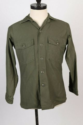 Vintage 70s Cotton Sateen OG - 107 Utility Uniform Shirt USA Mens Size Medium 2