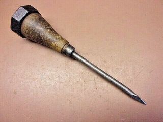 Antique Primitive Kitchen Ice Pick Tool 8 " Long Steel Capped Very Early Tool