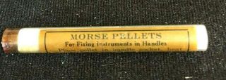 Antique Dental Bottle / Glass Tube Morse Dentist Pellets Full Contents R&r