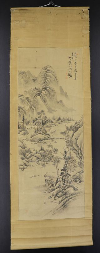 JAPANESE HANGING SCROLL ART Painting Sansui Landscape Asian antique E7663 2