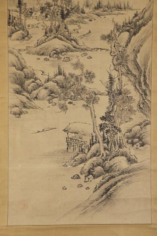 JAPANESE HANGING SCROLL ART Painting Sansui Landscape Asian antique E7663 4