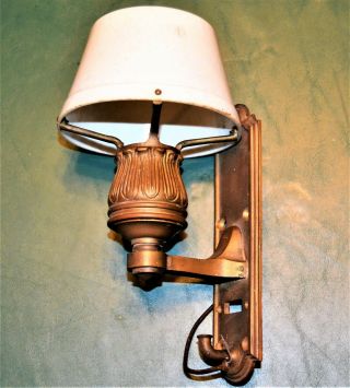 Mission Arts And Crafts Bronze Electric Light Sconce Fiberglass Shade Tudor Z2