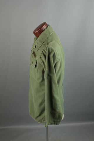 Vtg Men ' s 1960s Vietnam War US Army Sateen Uniform Shirt 60s Med Short 6371 4