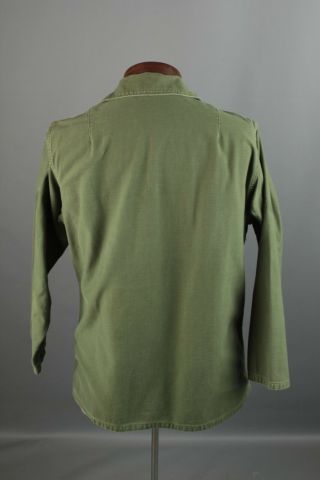 Vtg Men ' s 1960s Vietnam War US Army Sateen Uniform Shirt 60s Med Short 6371 5