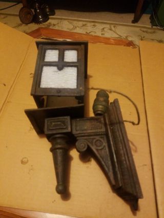 Antique Cast Iron Arts & Crafts Gothic Victorian Wall Sconce Light
