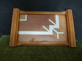 French Art Deco Geometric Design Tray With Glass Top.