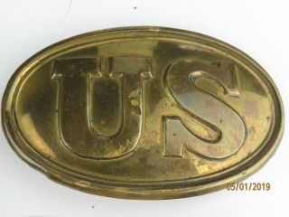 Antique Civil War Era Brass US Belt Buckle in 3