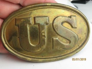 Antique Civil War Era Brass US Belt Buckle in 4