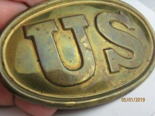 Antique Civil War Era Brass US Belt Buckle in 5