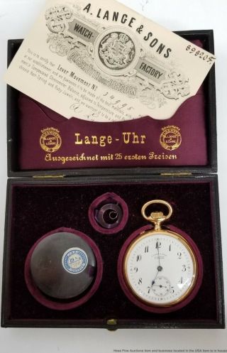 Heavy 18k Gold German A Lange 1st Quality Pocket Watch w Box Papers Receipt 3