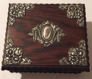 Antique Carved Wood/wooden Box With Wonderful Silver Mounts