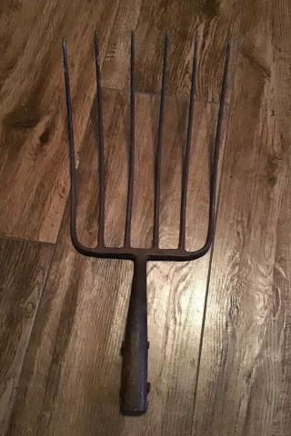 Vintage 6 - Tine Pitch Fork/hay Fork Old Rusty Farm Decor