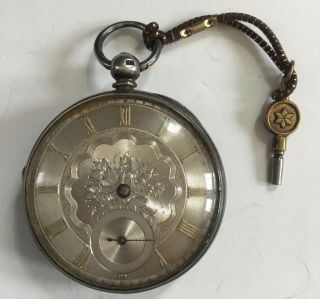 Antique Silver Pocket Fusee Watch Fancy Dial Samuel Freeman Coventry England