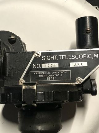 1941’ M1 Telescopic Sight WWII Browning machine gun.  50 Cal Fairchild Aviation 2
