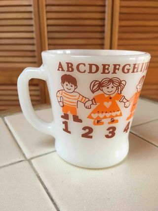 Old School Kids Abc & Numbers Fire King Coffee Mug