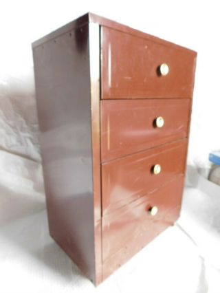 Vintage Industrial Metal Steel Rolling On Wheels Cabinet With Drawers Chest Tool