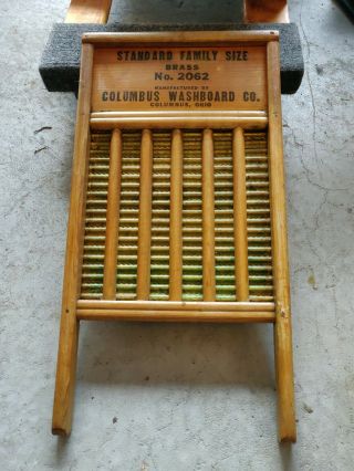 Antique Maid - Rite Standard Family Size No.  2062 Brass Washboard Columbus Oh K2