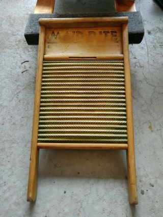 Antique Maid - Rite Standard Family Size No.  2062 Brass Washboard Columbus OH K2 2