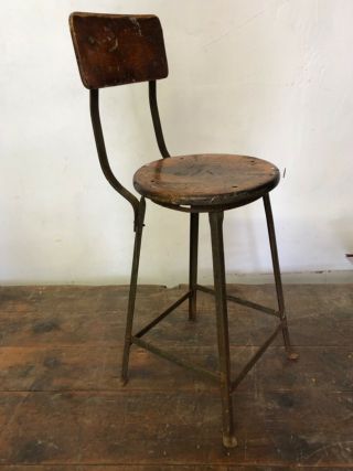 Antique Vintage Steampunk Industrial Machinist Drafting Stool Chair Bar Stool