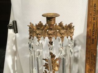 Fine Pair Antique Victorian Brass/Bronze Girandoles Mantle Lusters Candlesticks 3
