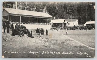 Ketchikan Vs Anyox Bc (mining Ghost Town) Crowds In Alaska @ Baseball Game C1914