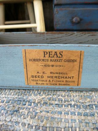 Small Antique Wood Cheese Box Robins Egg Blue Milk Paint Seed Label FreeShipping 2