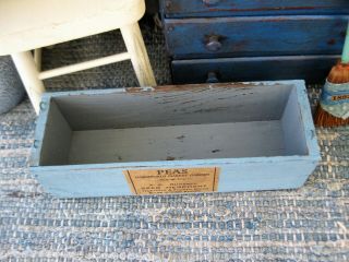 Small Antique Wood Cheese Box Robins Egg Blue Milk Paint Seed Label FreeShipping 3