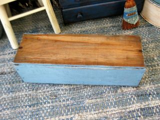 Small Antique Wood Cheese Box Robins Egg Blue Milk Paint Seed Label FreeShipping 4